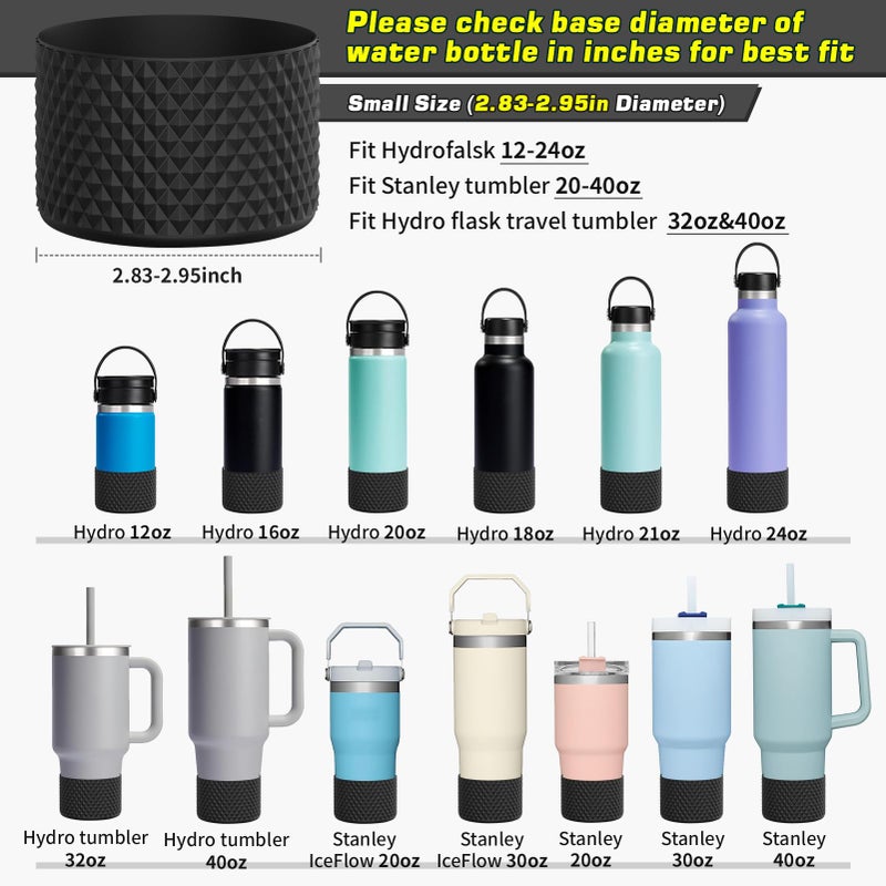 WUQID حذاء WUQID لزجاجة المياه، حذاء من السيليكون الماسي متوافق مع Stanleyy Tumbler 20-40oz وزجاجة Hydroo Flask 12oz-24oz، يقلل من غطاء الأكمام لمزيد من الزجاجات/الأكواب السفلية من 2.83-2.95 بوصة - Image 2
